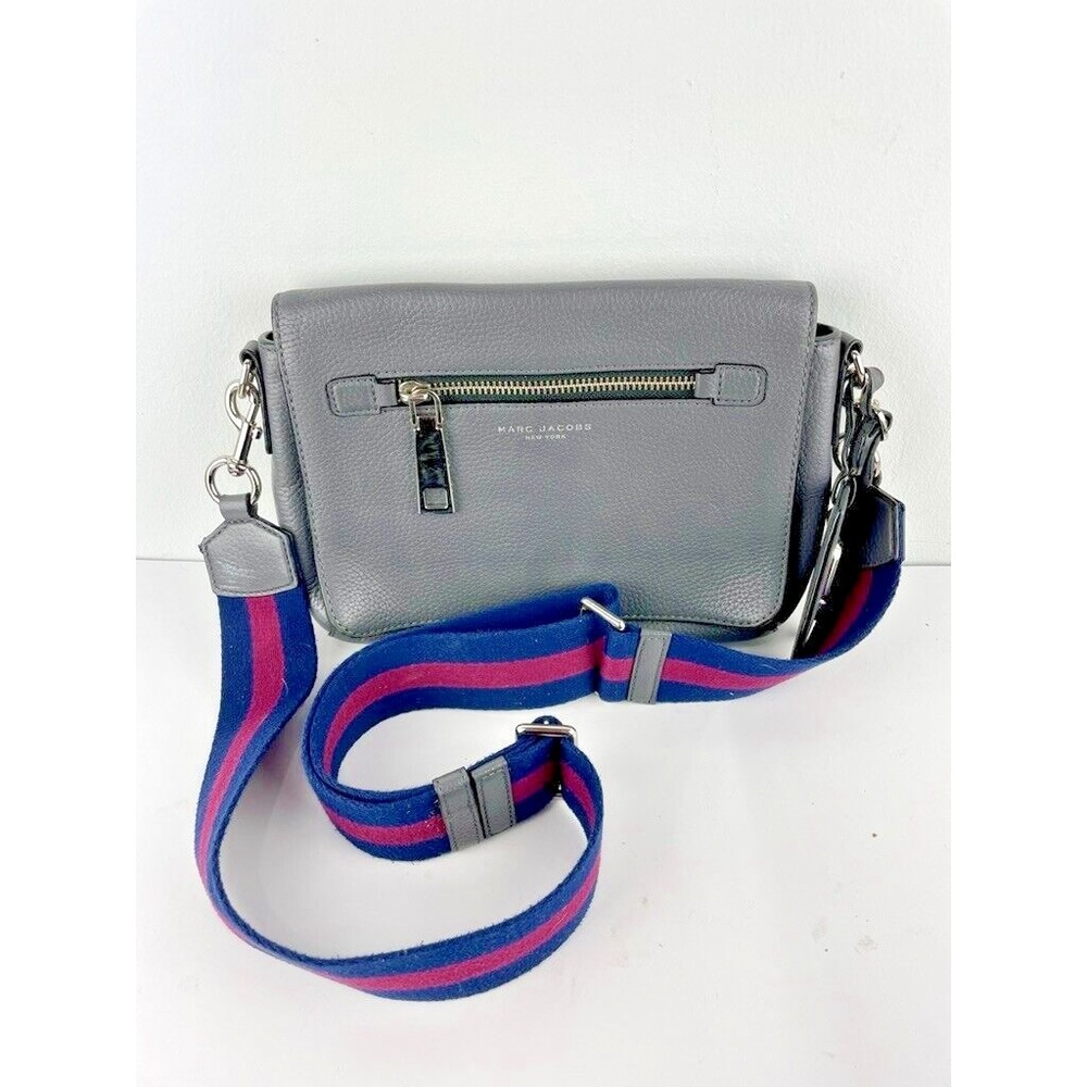 Marc Jacobs New York Gotham Grey Leather Crossbody Bag Detachable Strap GUC